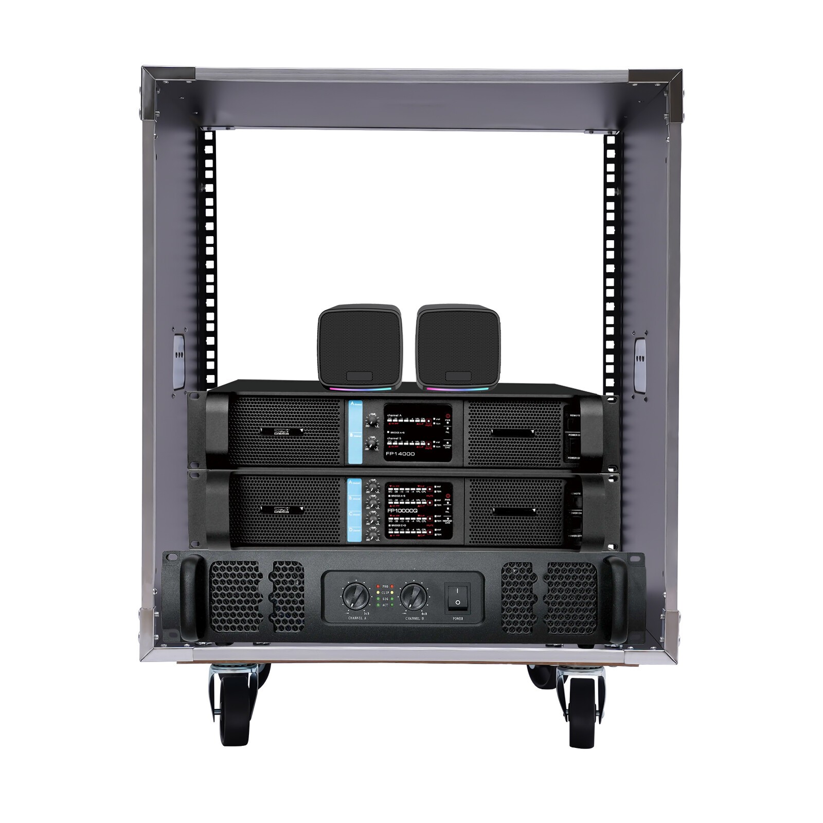 12U Cabinet Rolling Network Rack Audio Studio Video Telecom Equipment Rack Black