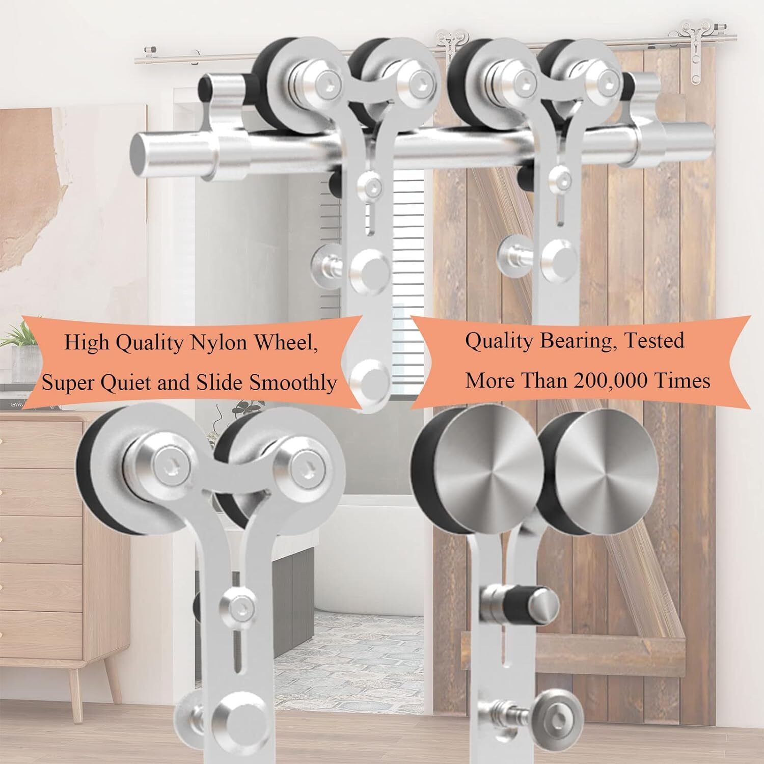 1 Pair Stainless Steel Sliding Barn Door Roller , NO KIT,ONLY ROLLER