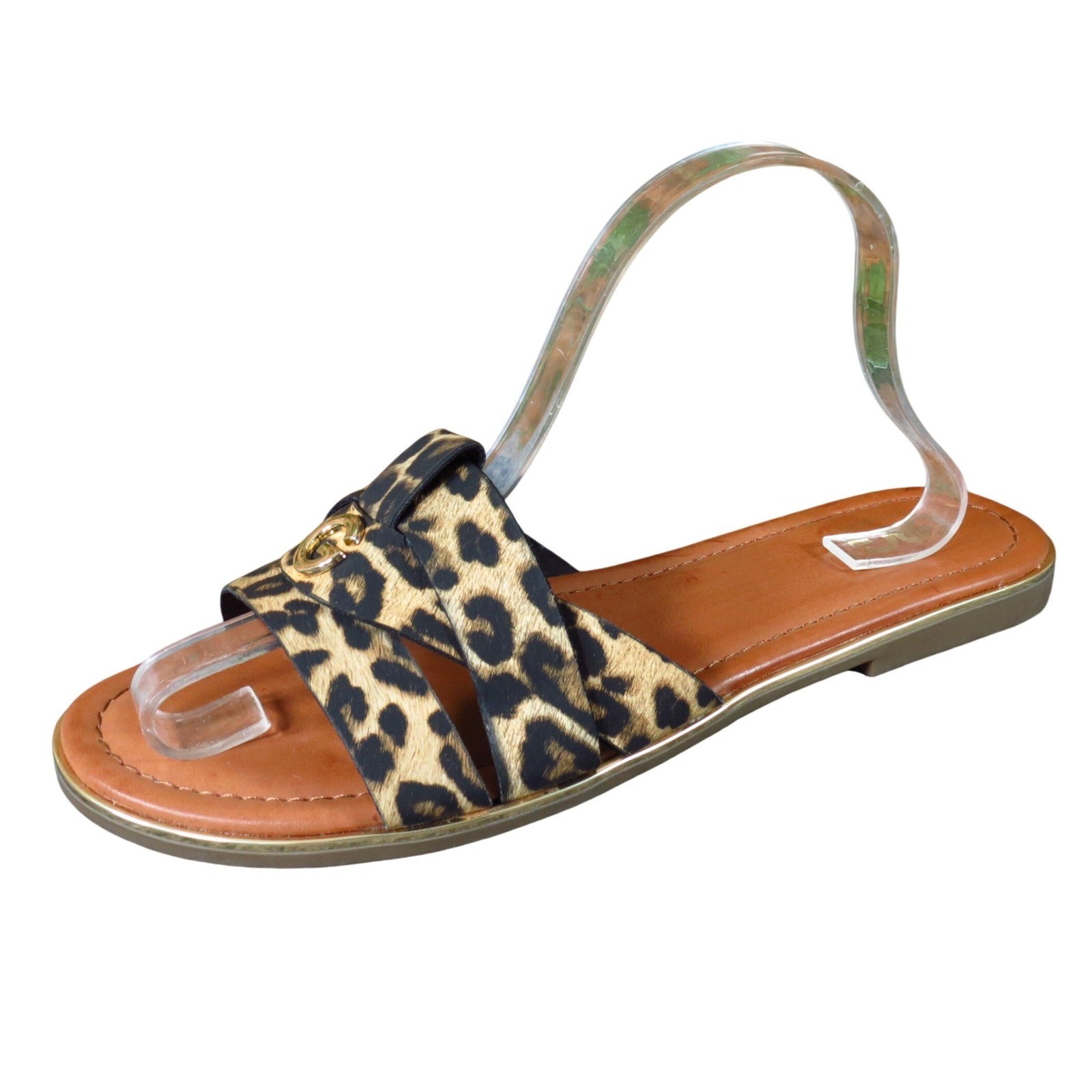 GBG Fence-R Women Slide Sandals Size 11 Casual Summer Leopard Print Synthetic