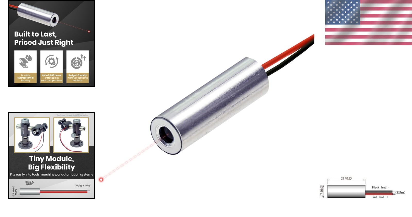 Compact Red Dot Laser Module Class 3R - Energy Efficient, Indoor Optimization