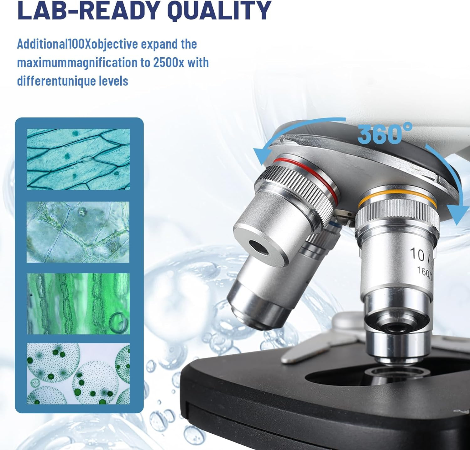 Lab Compound Trinocular Microscopes 40X-2500X Magnification With10 Inch LCD,6MP