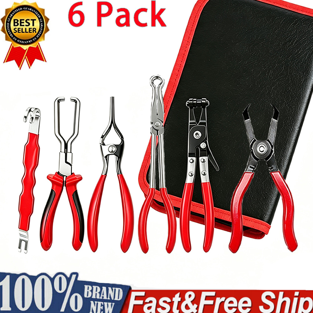 6 PCS Fuel Line Disconnect Pliers Set - 80° Hose Remover Tool & Clamp Pliers