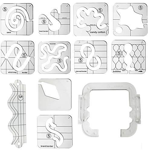 Free Motion Quilting Template Set with Quilting Frame for Domestic Sewing Machin