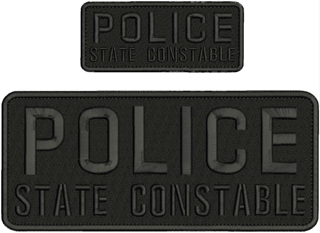 POLICE STATE CONSTABLE embroidery Patches 4x10 and 2x5 hook on back BLK/BLK