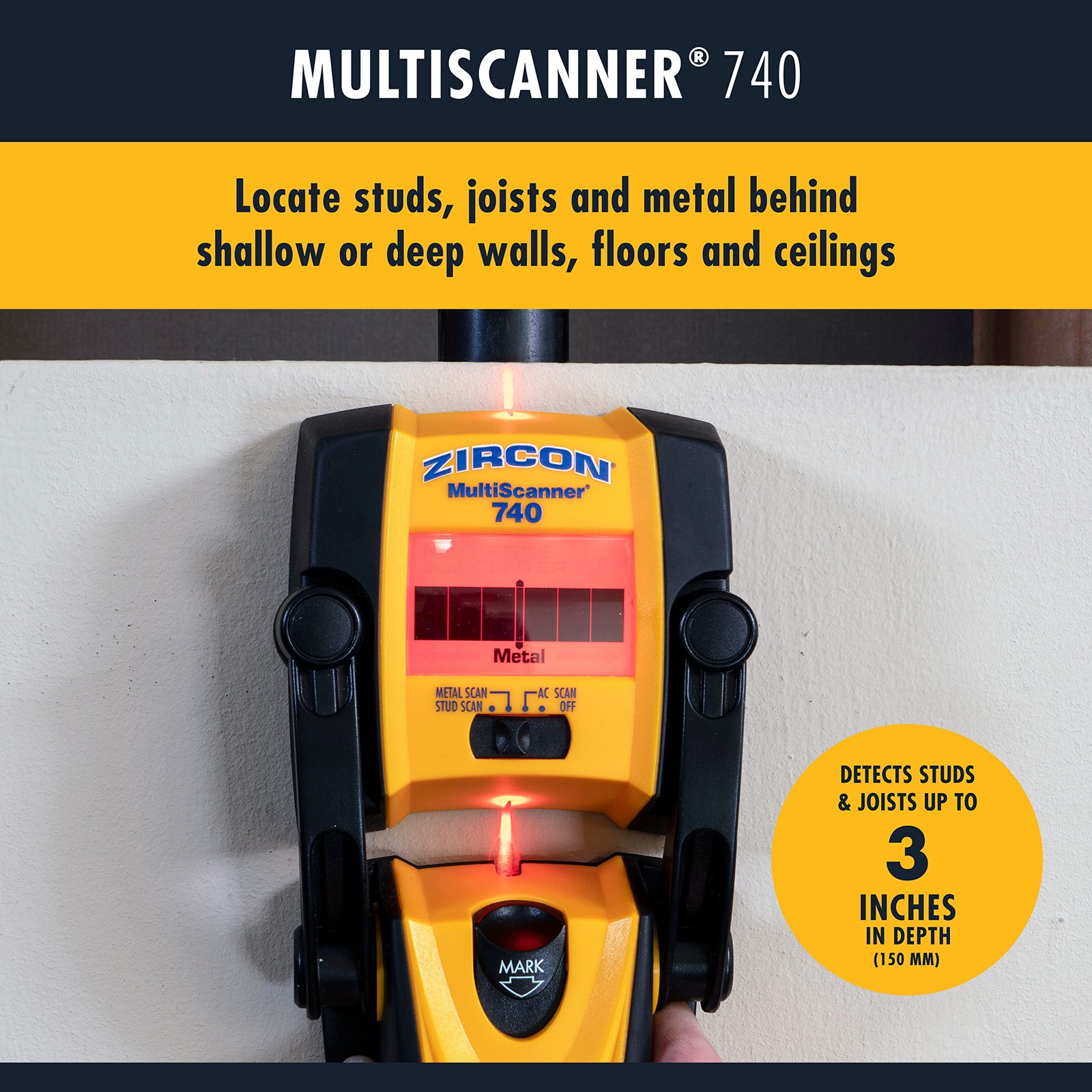 Zircon MultiScanner 740 Electronic Wall Scanner with Built-In Erasable Wall Mark
