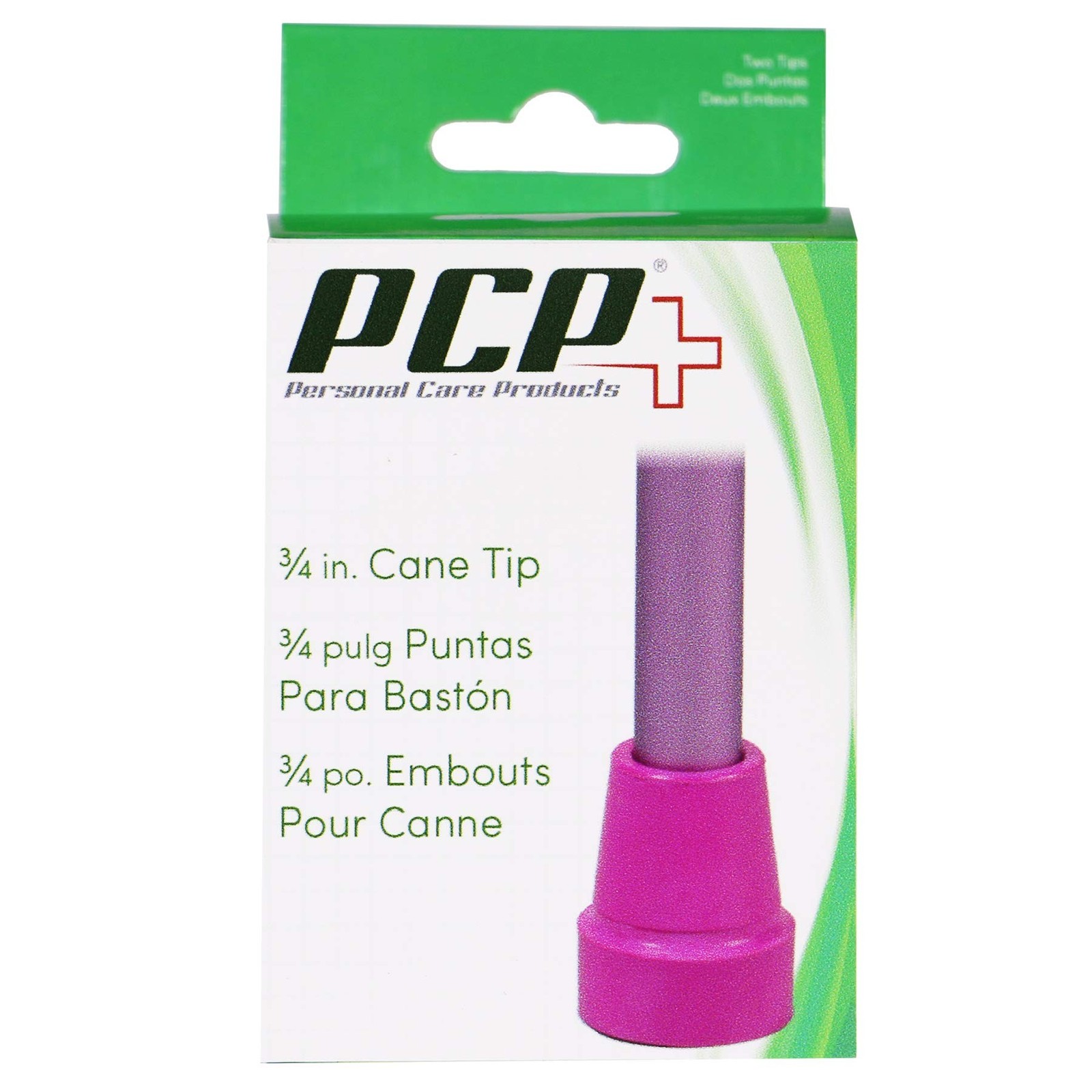 PCP Replacement ¾ Inch Cane Tips, 2 Pack Reinforced Rubber Walking Stick Fe