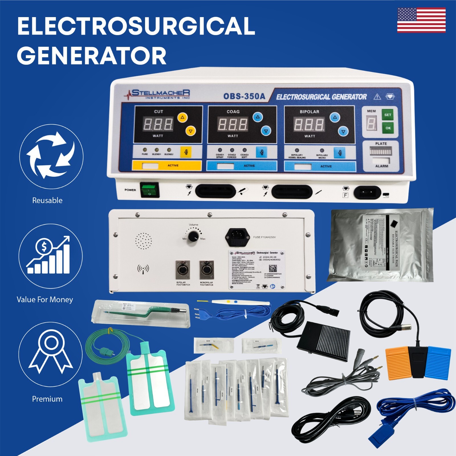 Electrosurgical Generator 350W Versatile Compelet Unit Multi-Functional