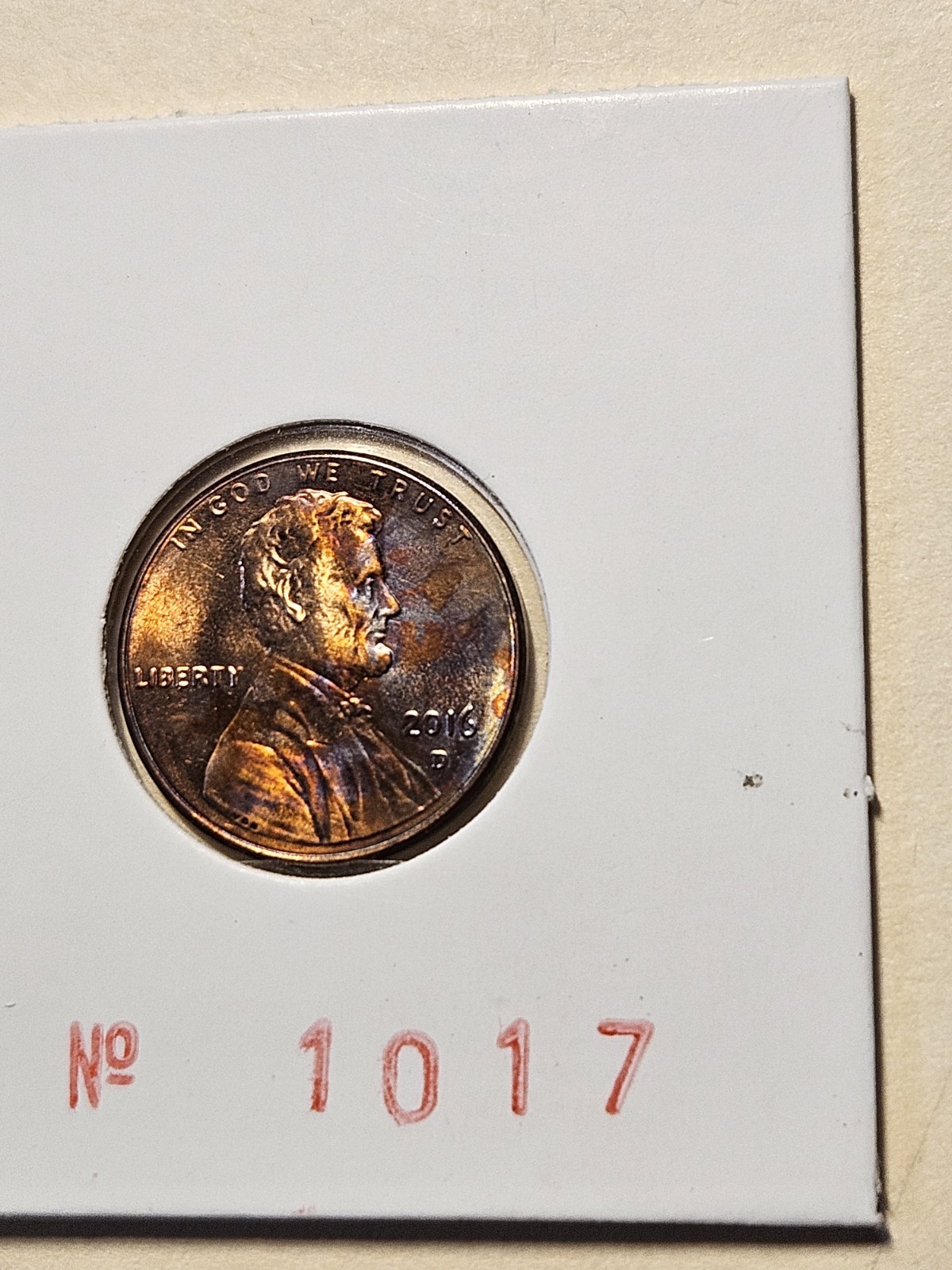2016 D Lincoln Shield cent- Rainbow Toned- see pics