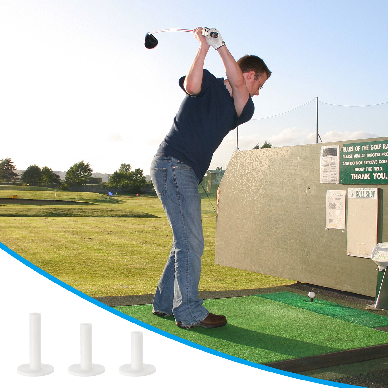 6 Pack 2.8 Inch Rubber Golf Tee Tall Training Driving Range Tee Stable White