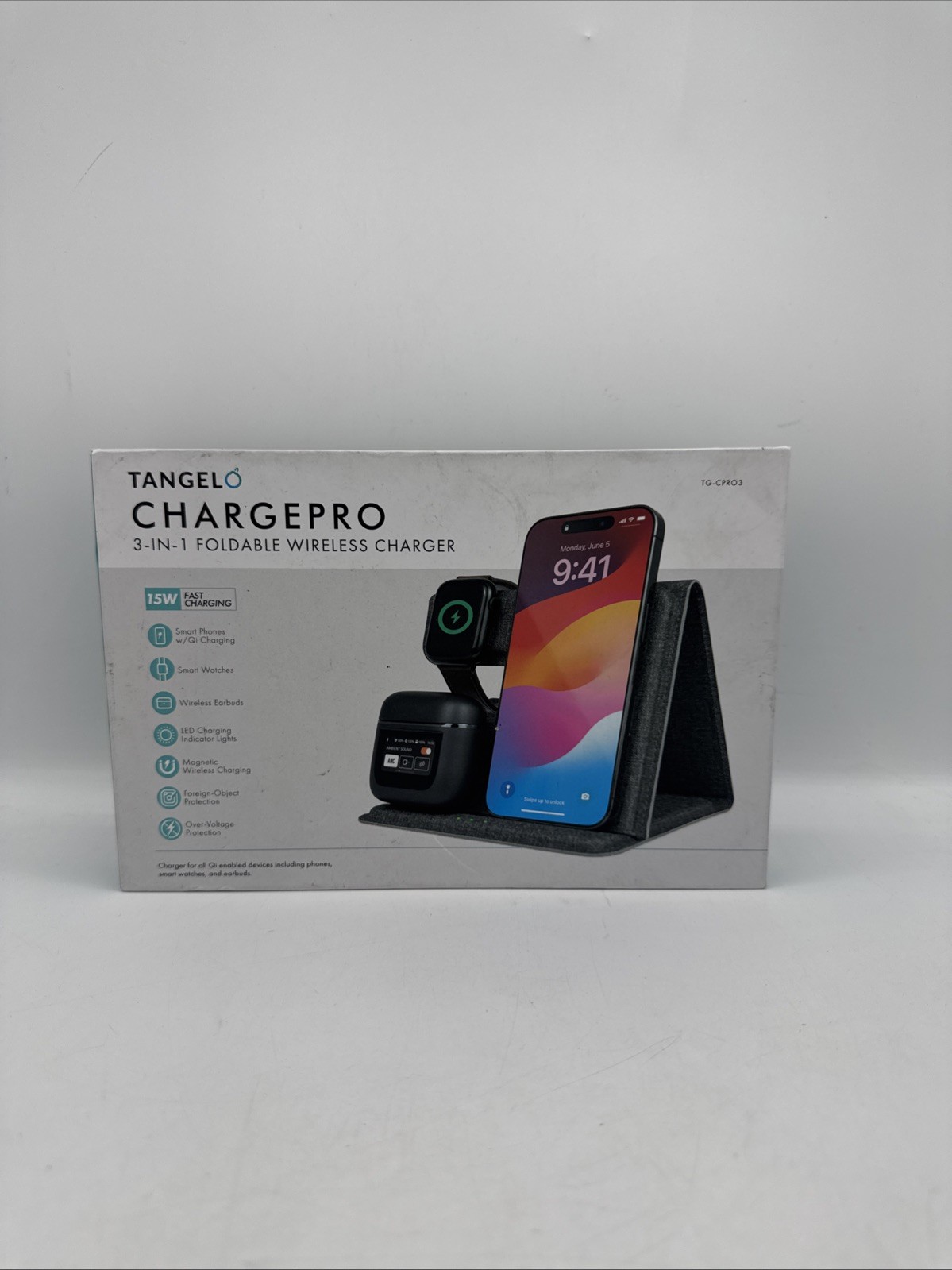 Tangelo Chargepro 3 In 1  Foldable Wireless Charger