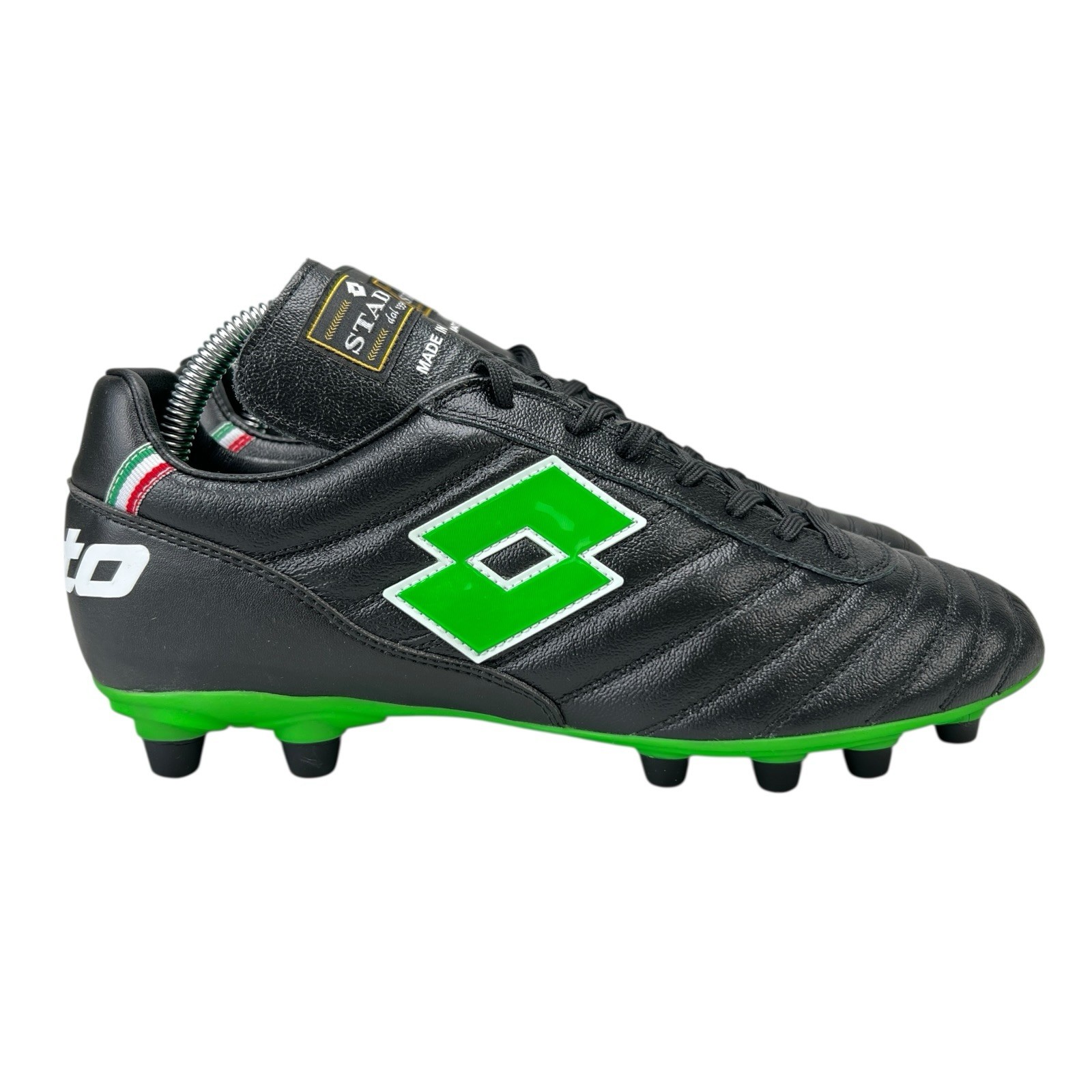 Lotto Stadio OG II FG 50 Years Black Green Leather Soccer Cleats Men's Sz 8 - 11