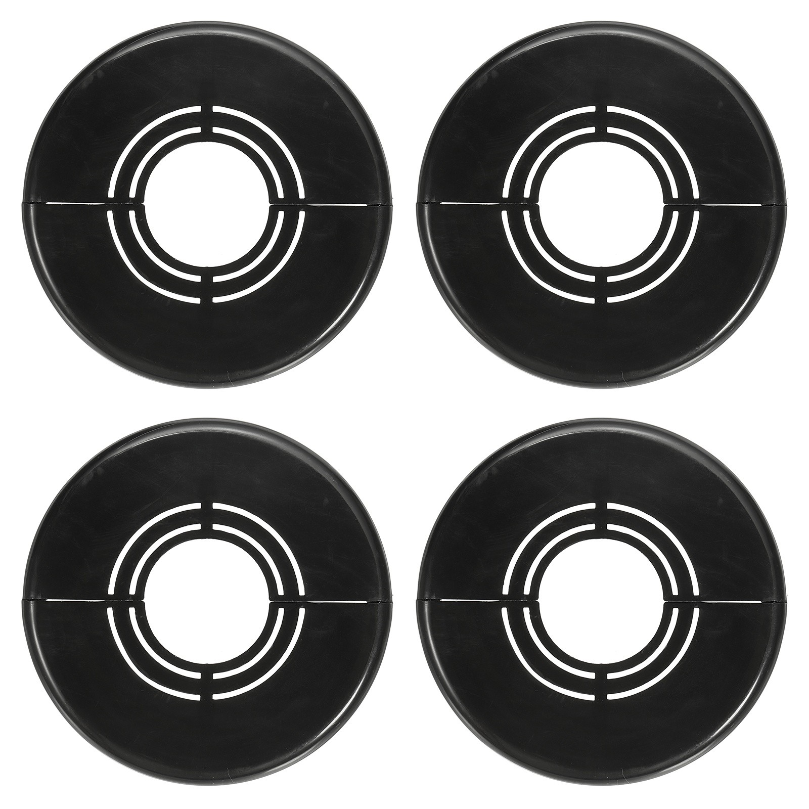 4pcs Wall Split Flange 0.39" Plastic Round Split Flange Pipe Cover, Black