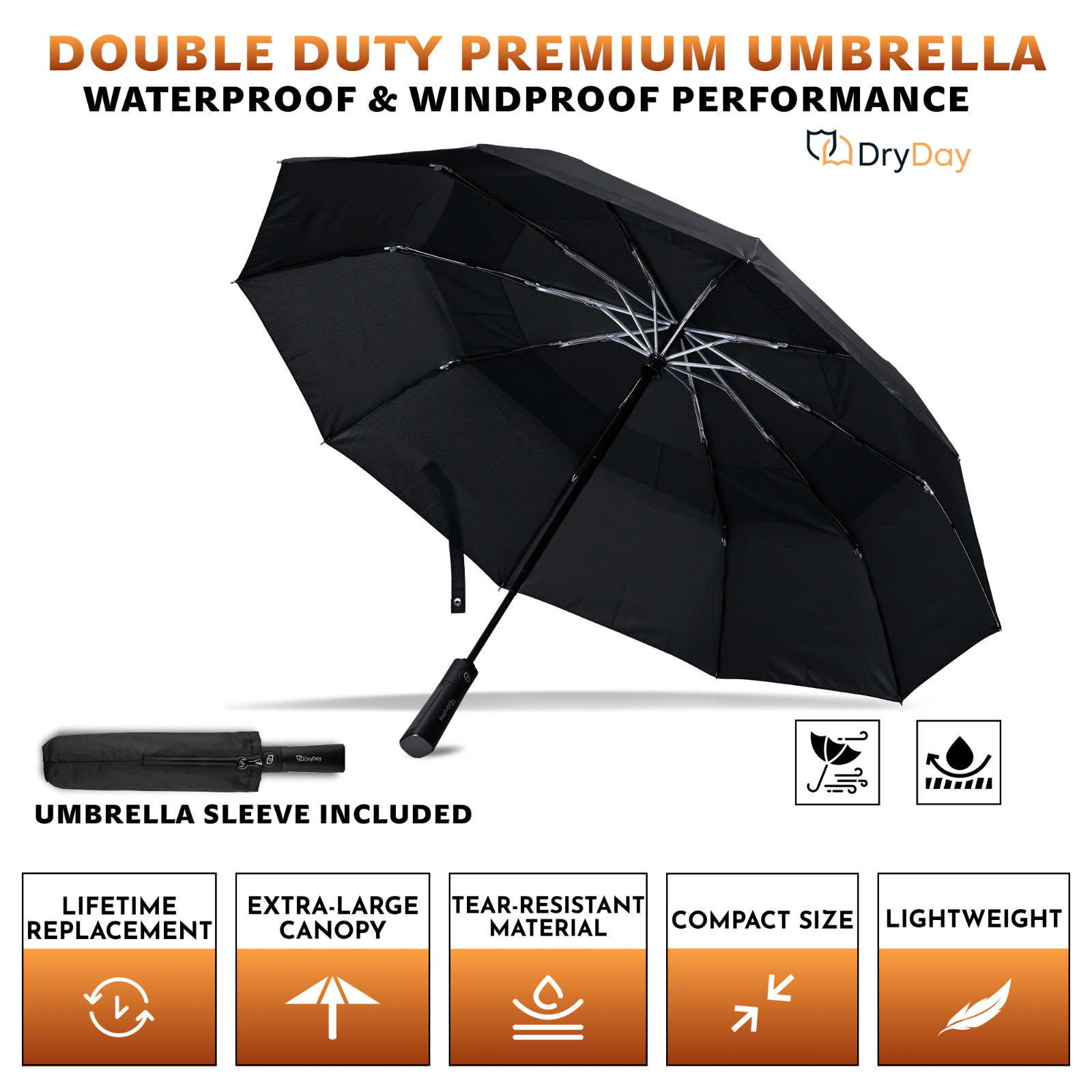 DryDay Premium Umbrellas Large Windproof Double Canopy 10 Ribs High Quality !!!!