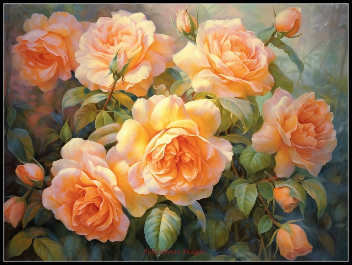 Orange Roses - DIY Chart Counted Cross Stitch Patterns Needlework DMC Color