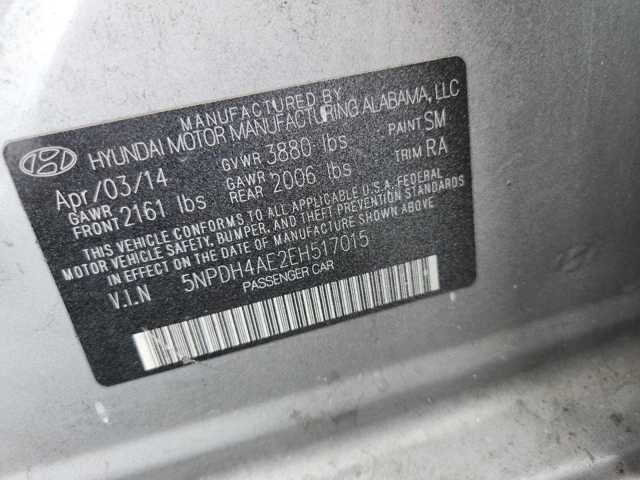 ELANTRA 2014 Glove Box 4874172