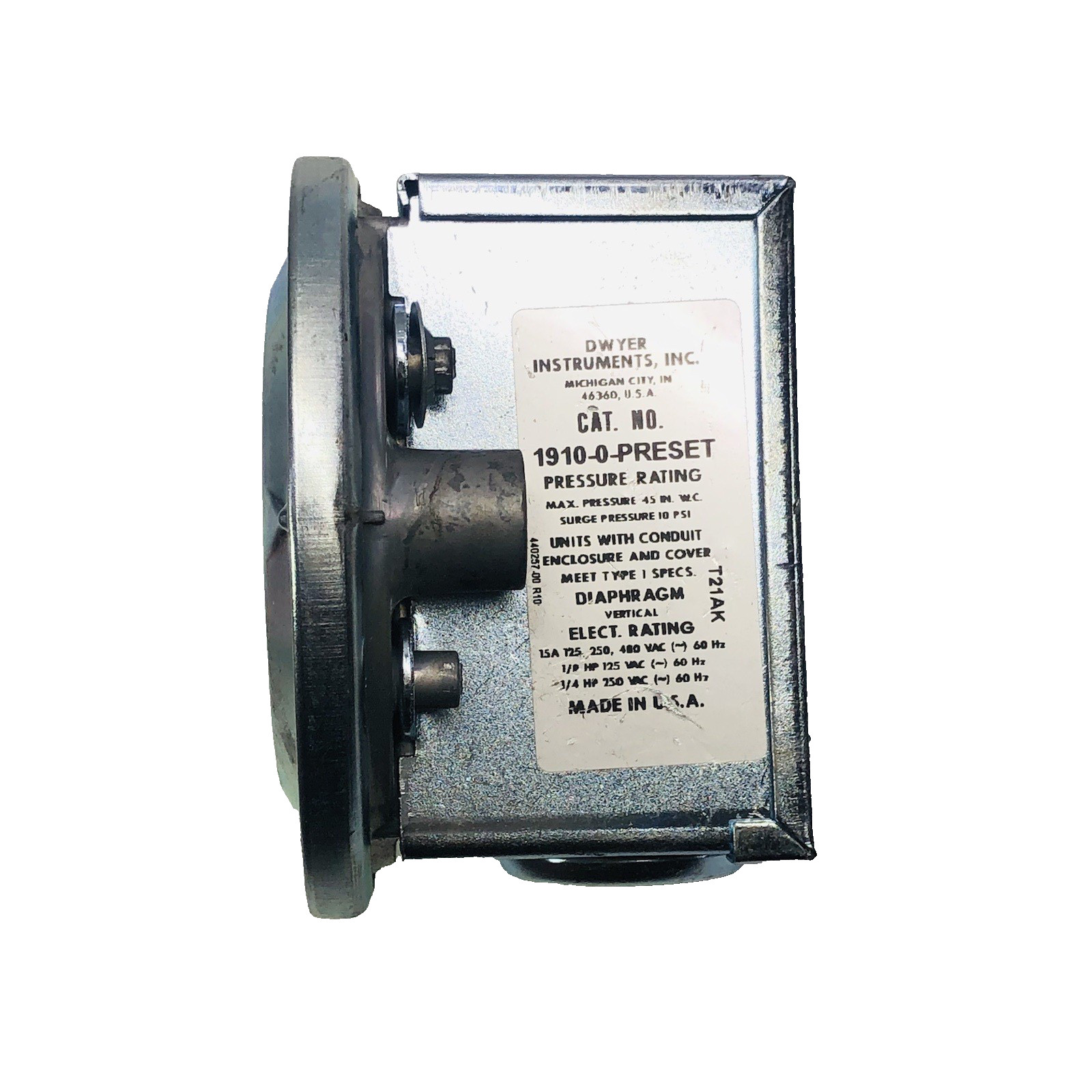 DWYER PRESSURE SWITCH 1910-0-PRESET