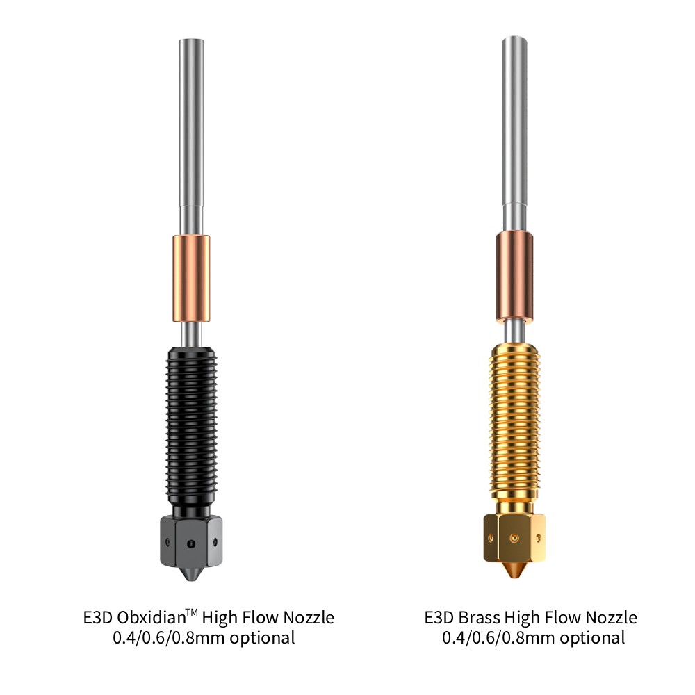 Genuine E3D Obxidian™ High Flow Nozzle Assembly/Brass High Flow Nozzle Optional