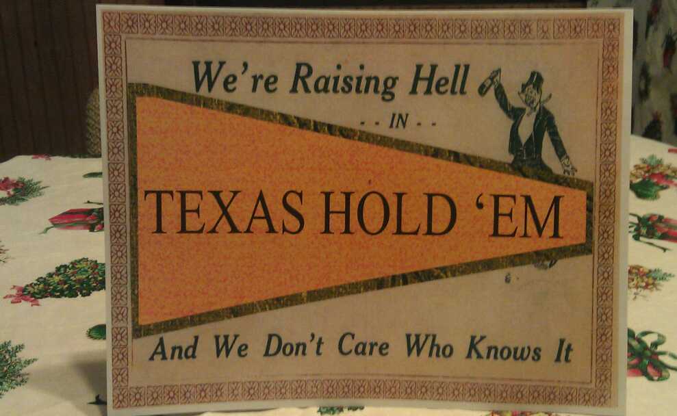 Texas Hold 'Em Casino Poker Room Antique Postcard Design Tournament Poster Sign