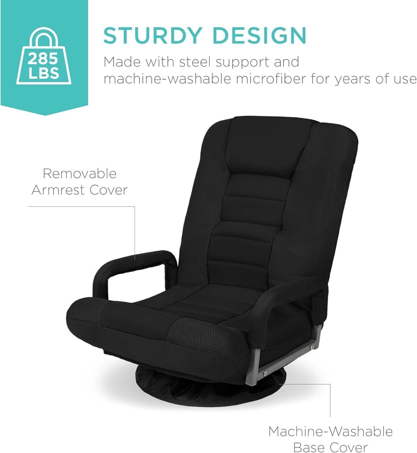 Adjustable 360 Degree Swivel Gaming Chair Floor Chair Rocker w/Lumbar Support