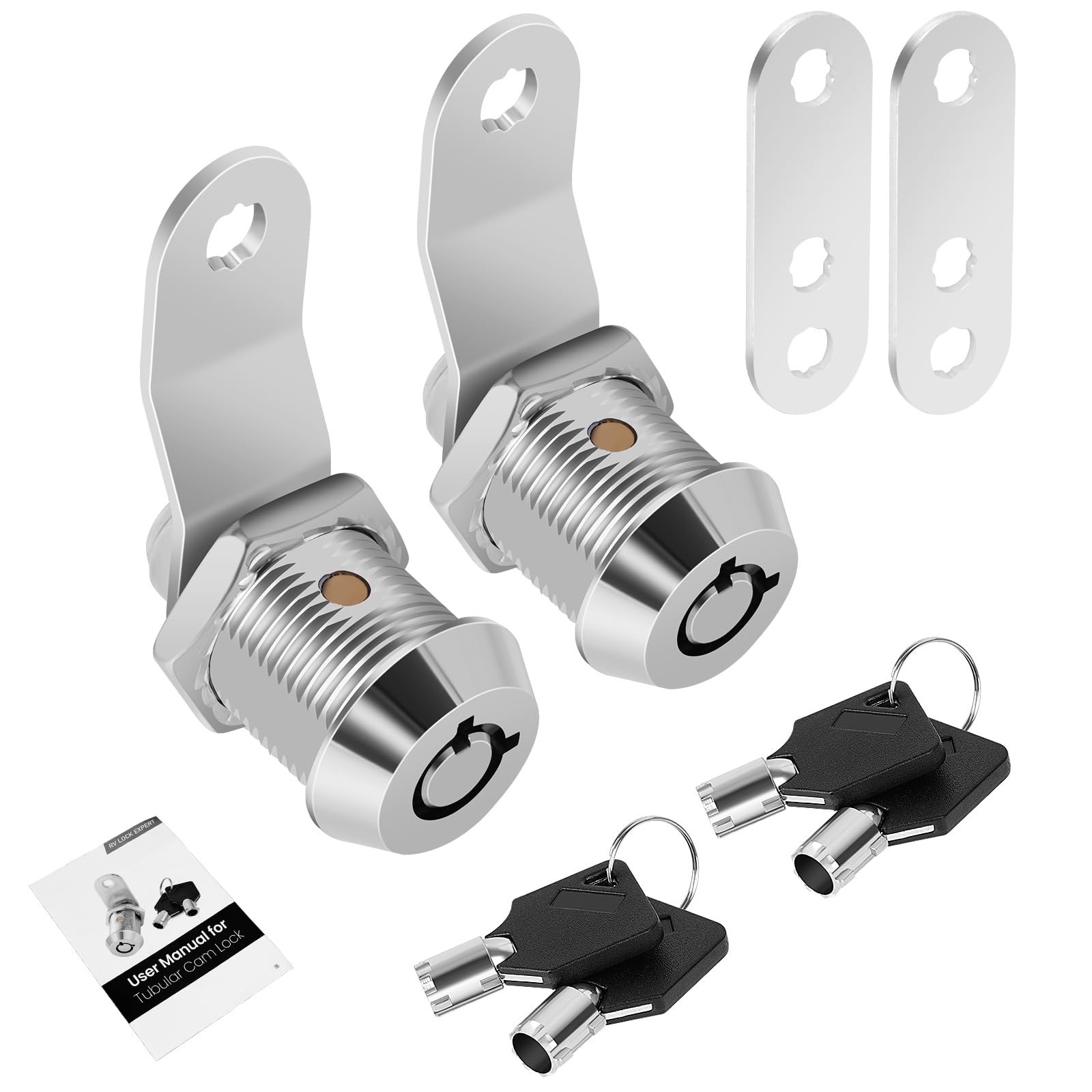 2 Pack Tool Box Lock with Keys, 5/8 Cabinet Cam Keyed Alike, Toolbox