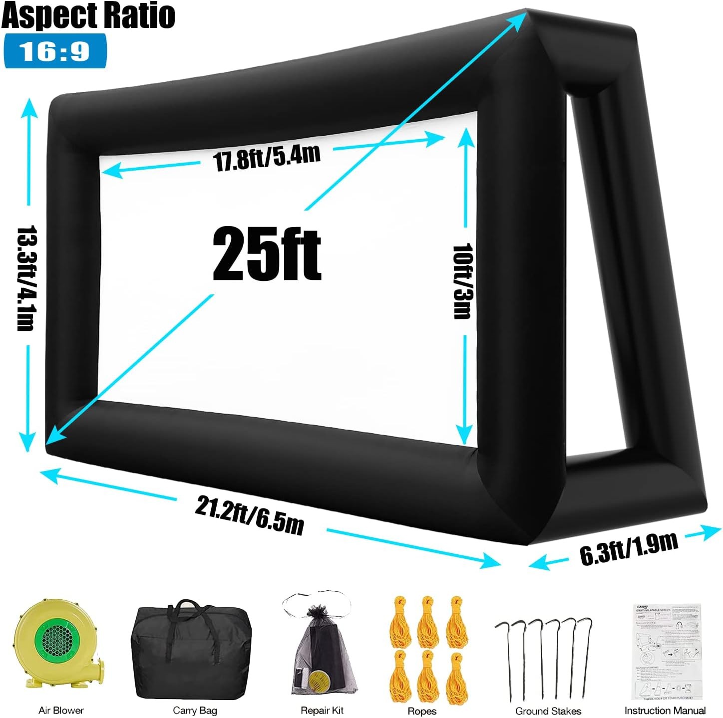 25FT Inflatable Outdoor Projector Screen Movie