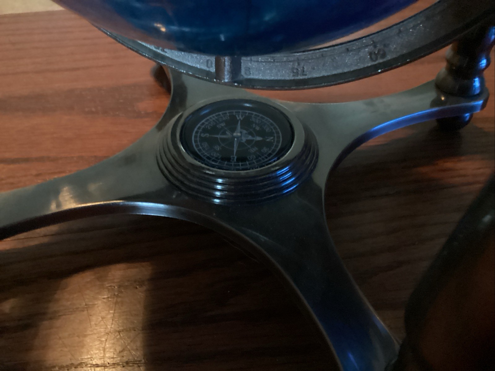 Mini Semiprecious Gemstone 6” Globe With Stand & Compass.