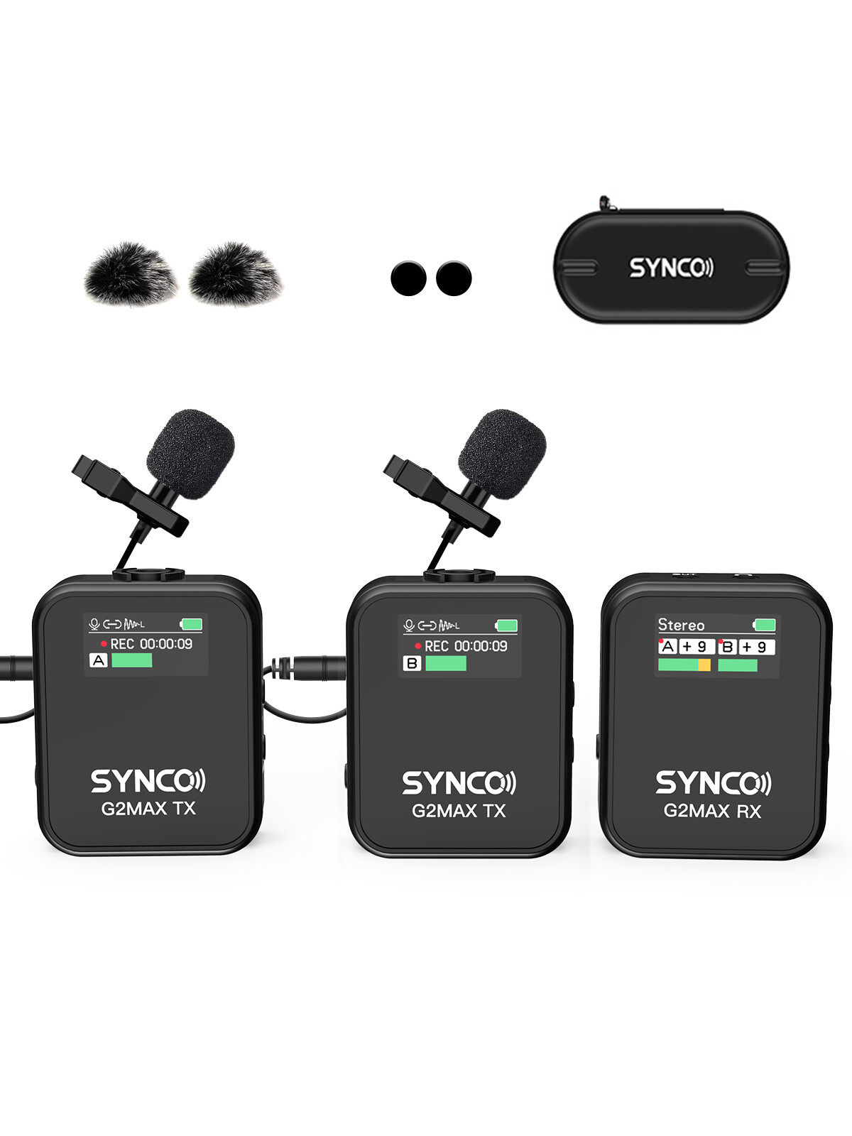 SYNCO G2A2 MAX Wireless Lavalier Microphone 2.4GHz 492FT 8H for Vlog Recording