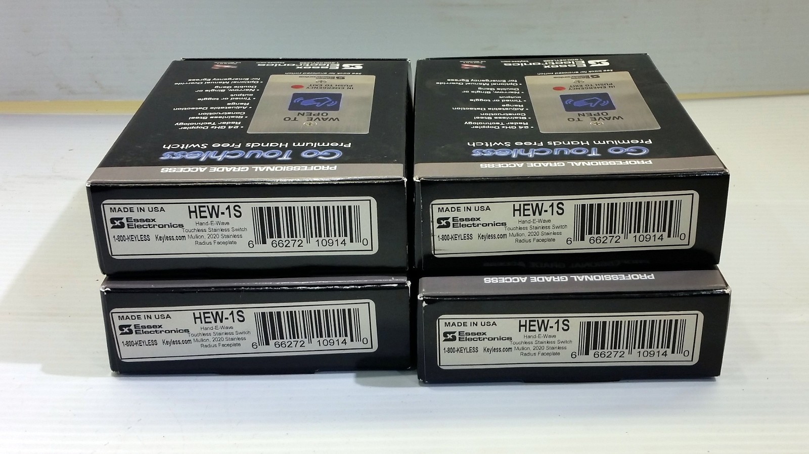 Lot of 4 Essex Electronics HEW-1S Hand-E-Wave Touchless Stainless Switch