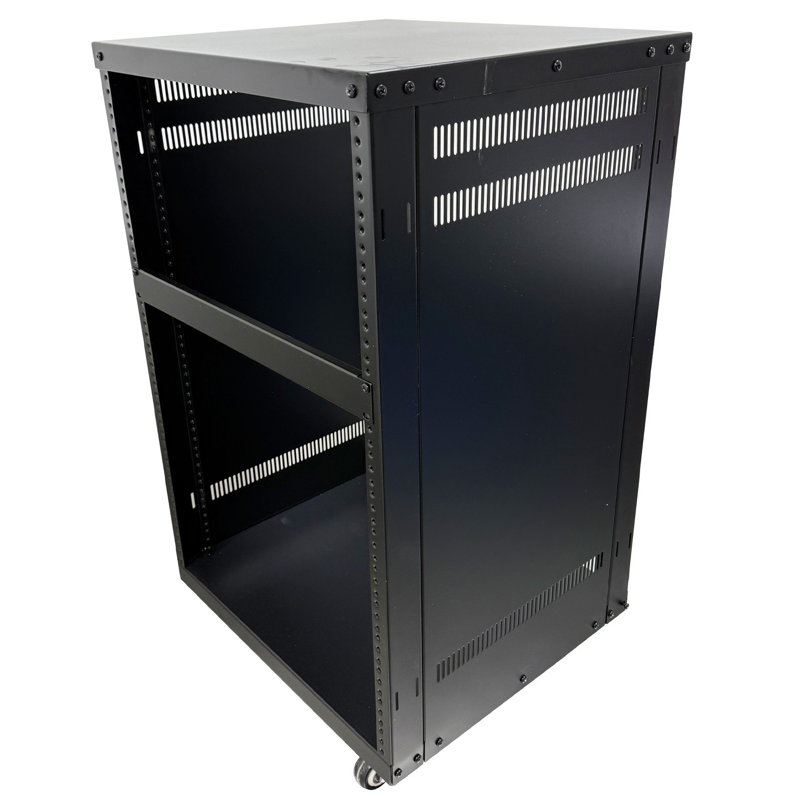 12 Space Studio Rack Case with 4" Caster Wheels 12U Open-Frame Server Rack