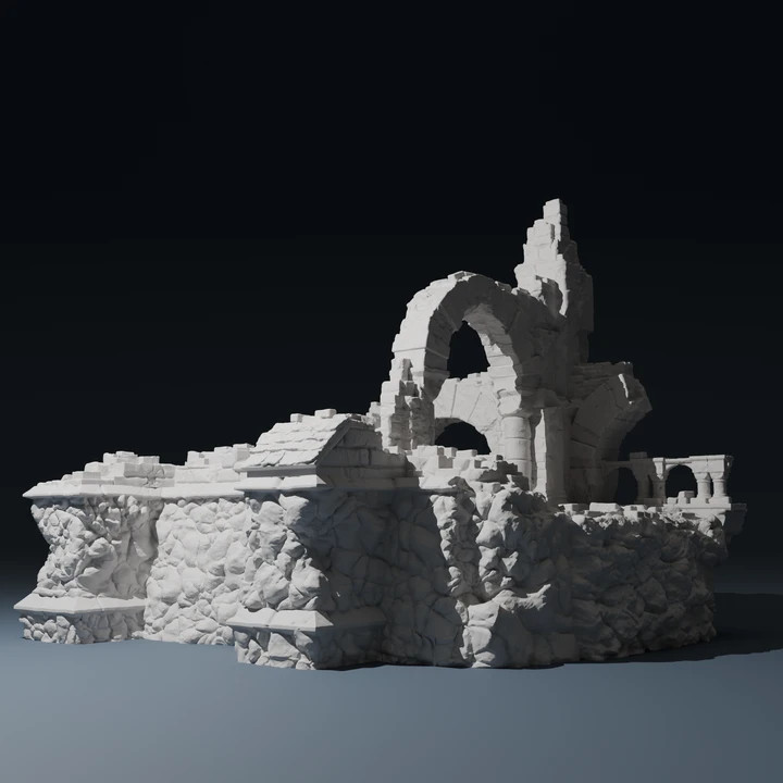 Romanesque Temple Corner 4 low 2 | Wargame Terrain | 1 Piece | FDM printed