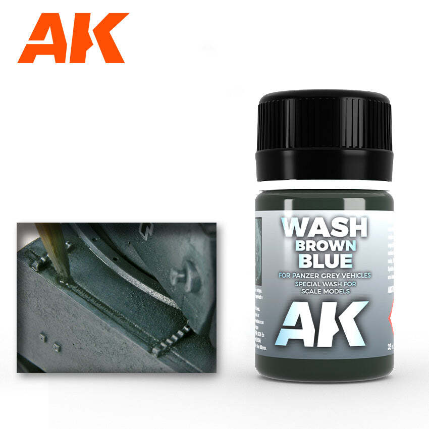 AK Interactive AK070 Brown Blue Wash for Panzer Gray Vehicles Enamel 35ml - US