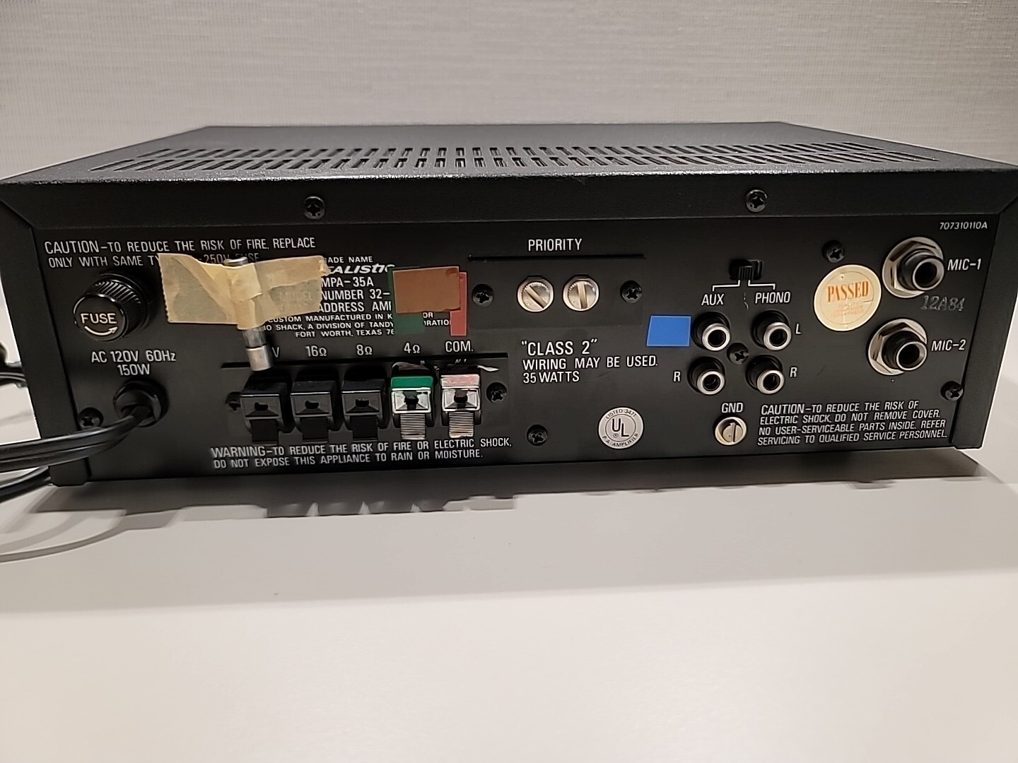 Vintage Realistic MPA-35A 35 Watt Amp Solid State Amplifier RCA Stereo Wired