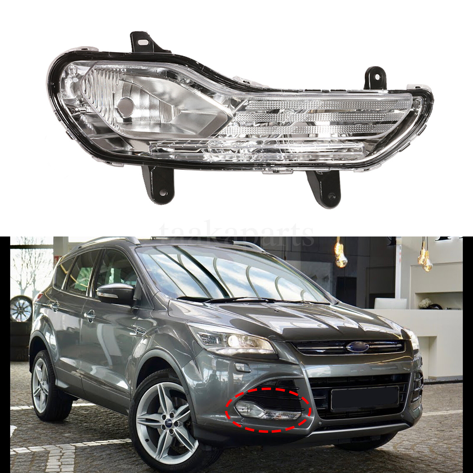 Passenger Side Front Bumper Fog Light Lamp For Ford Escape 2013 2014 2015 2016