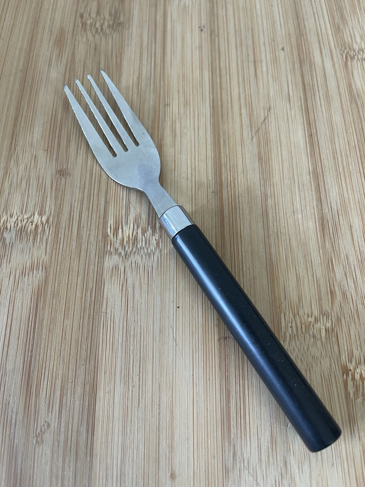 Totally Today Black Plastic Cylinder Handle Stainless SALAD FORK 6 3/8" NEW