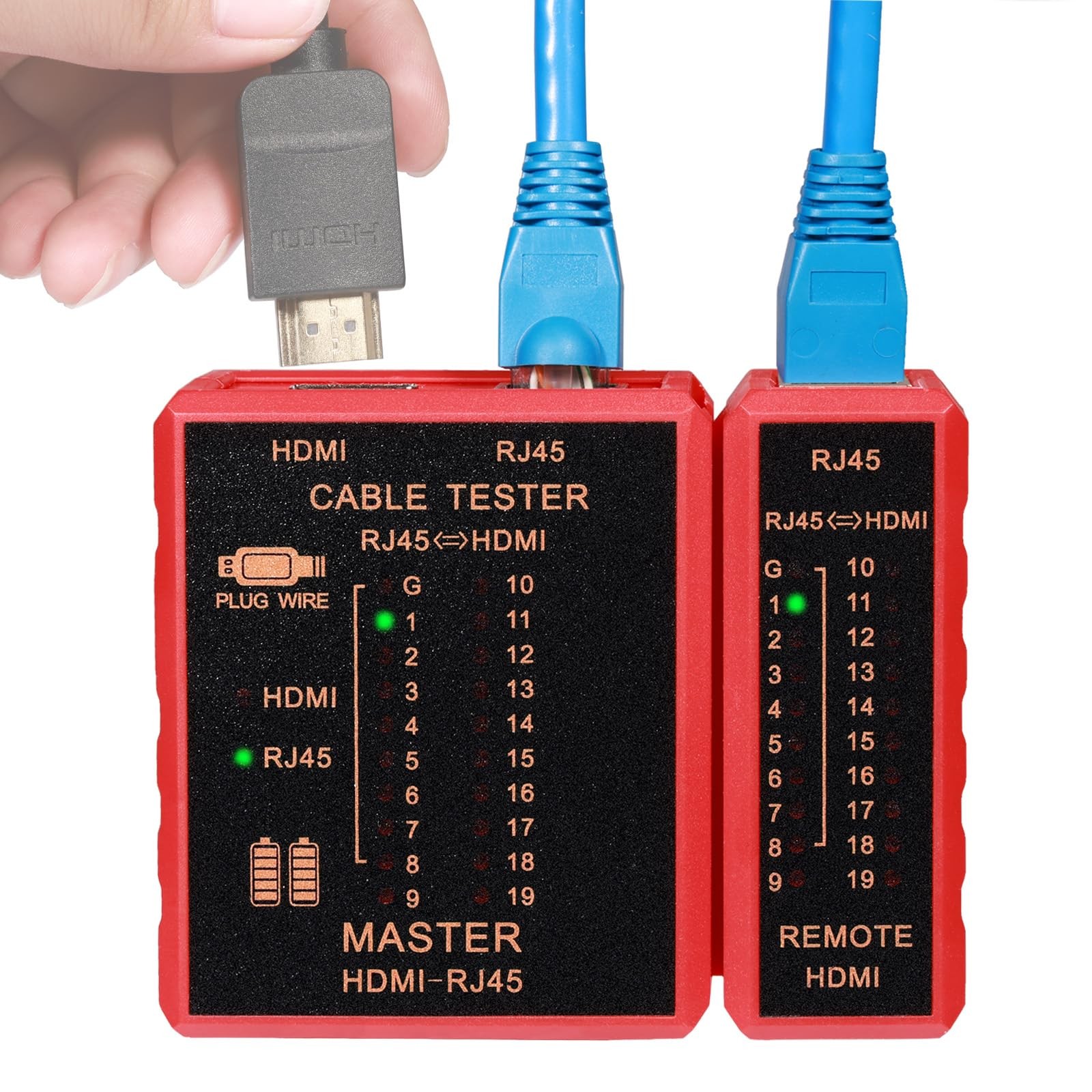 HDMI Tester Portable High Definition Network Cable Red and Black