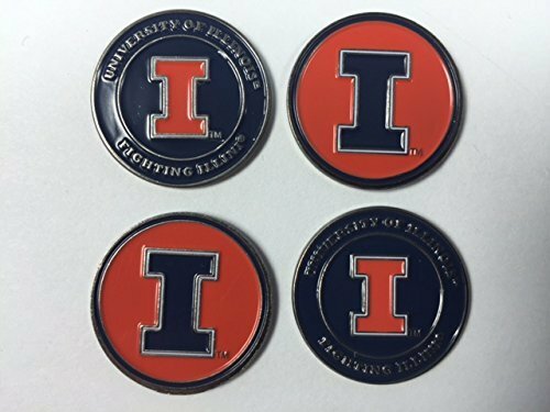 Illinois Fight Illini Ball Marker Set of 4- markers: fits hat clip or divot tool