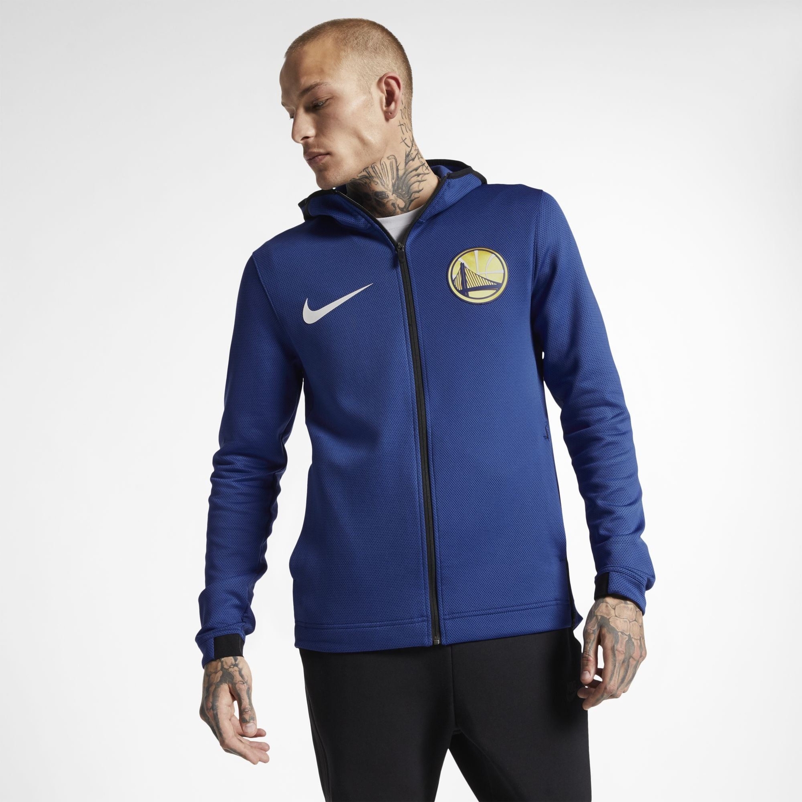 [940128-495] Mens Nike NBA Golden State Warriors Showtime Therma Flex Full-Zip