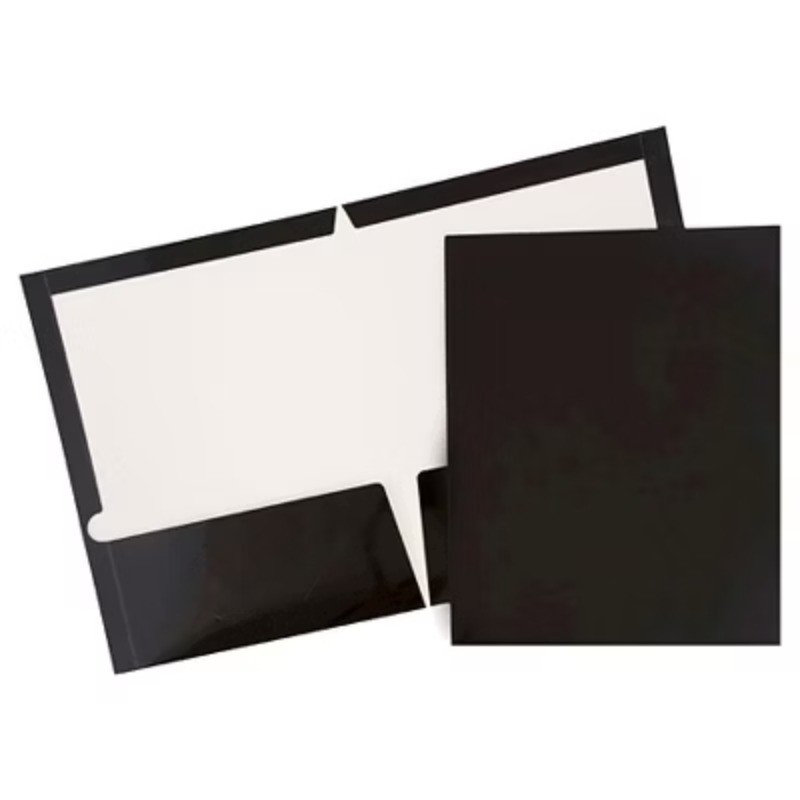 6pk Glossy Paper Folder 2 Pocket - Black: Stationery, Office, Paper