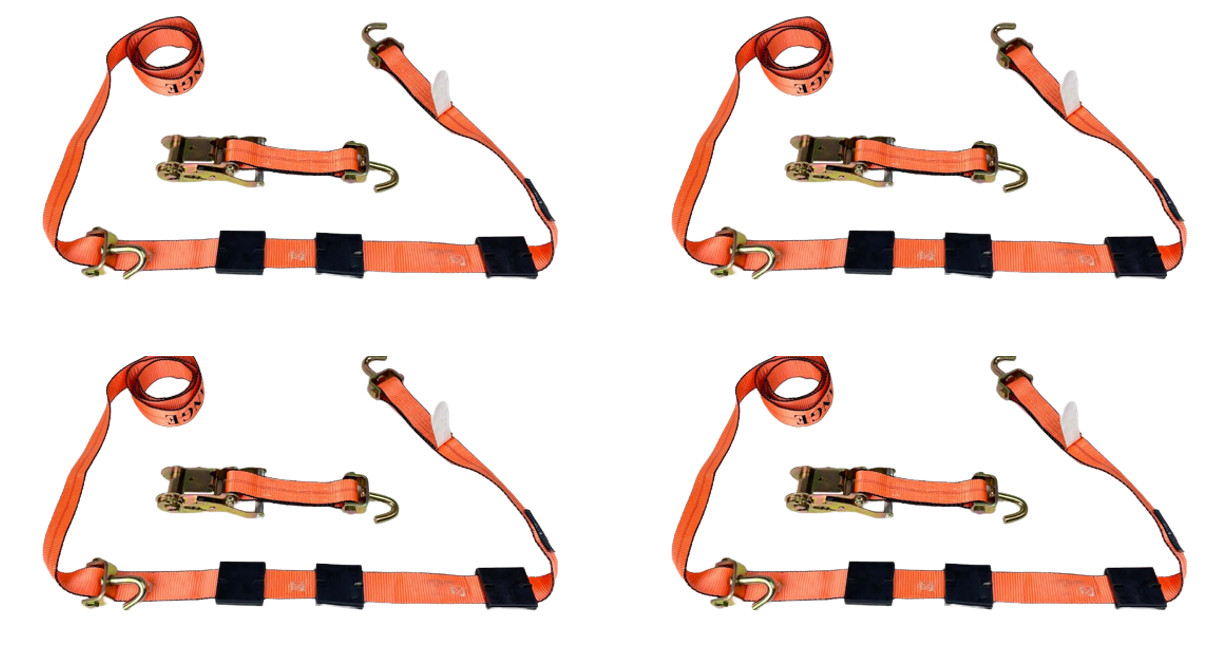 4 Pack 2" x 11FT Big Orange Over The Tire Car Hauler 3 Point Strap Swivel J Hook