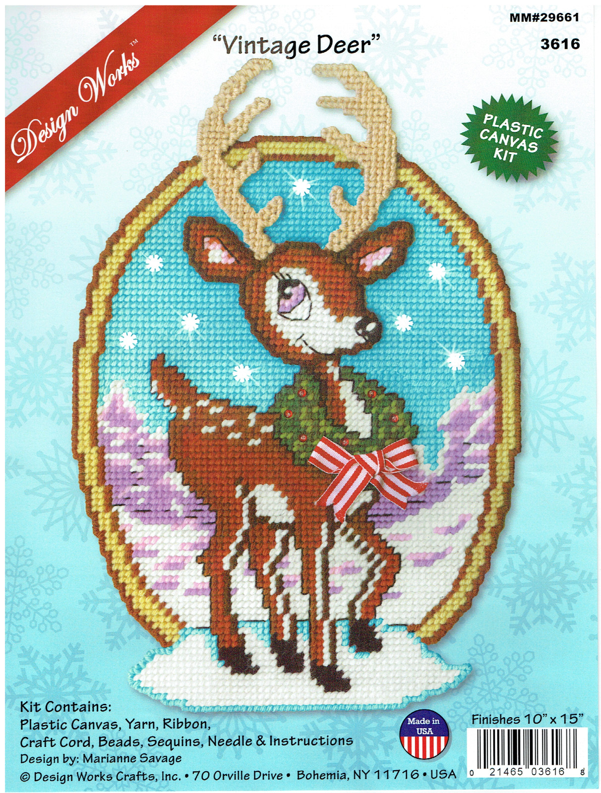 VICTORIAN DEER  WALL HANGING 7ct  plastic canvas PATTERN  (#TF0714)