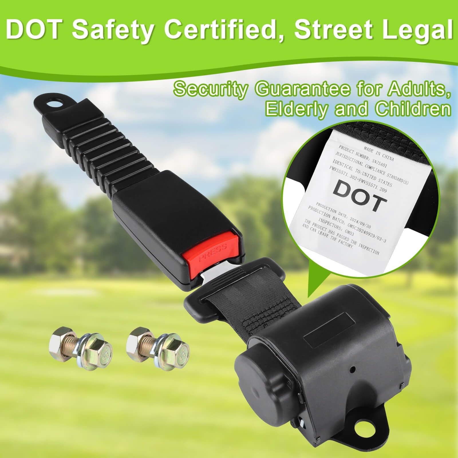 LEAPGOMAX Retractable 61" DOT Seatbelts, Universal 2 Point Adjustable 1 Set