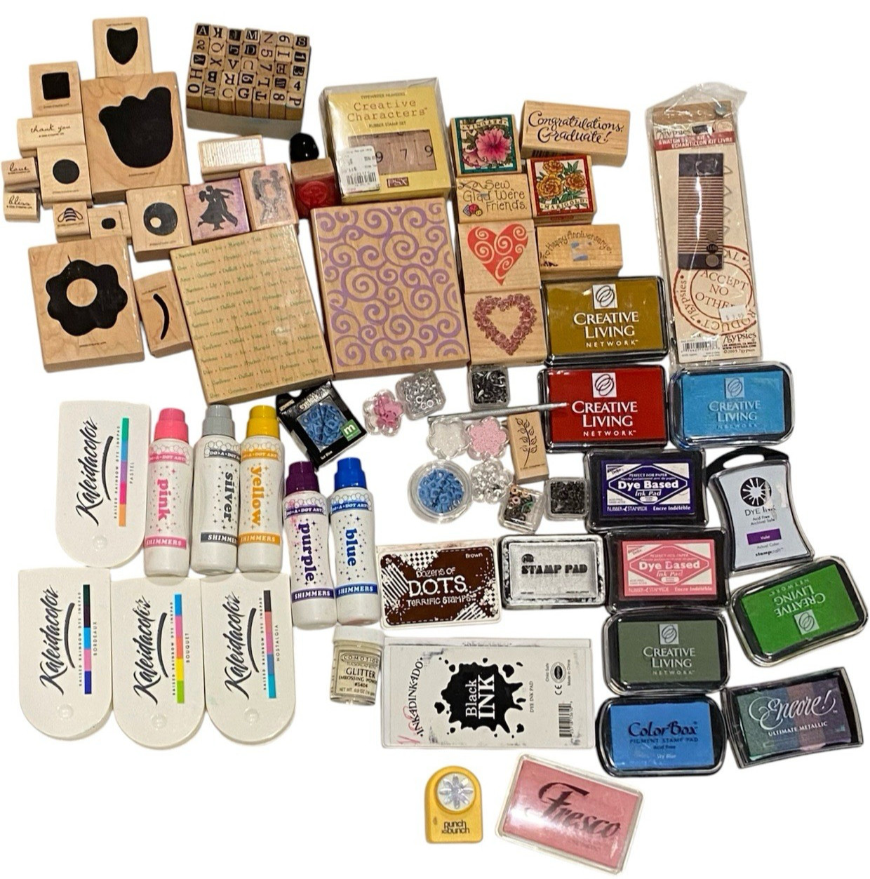 Ink Pads Stamps Eyelets Mixed Variety Lot For Crafting