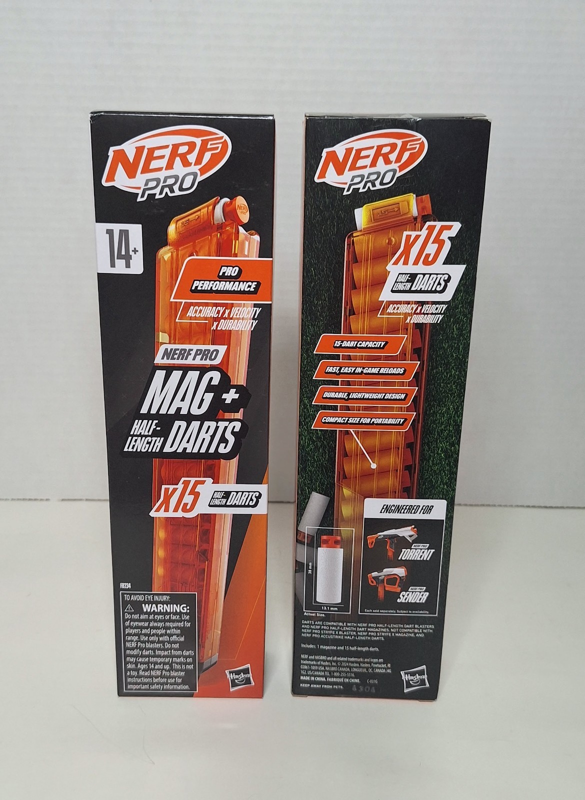 Lot of 2: Nerf Pro Mag Plus Half-Length Dart Magazine Refill 15 Darts Brand New