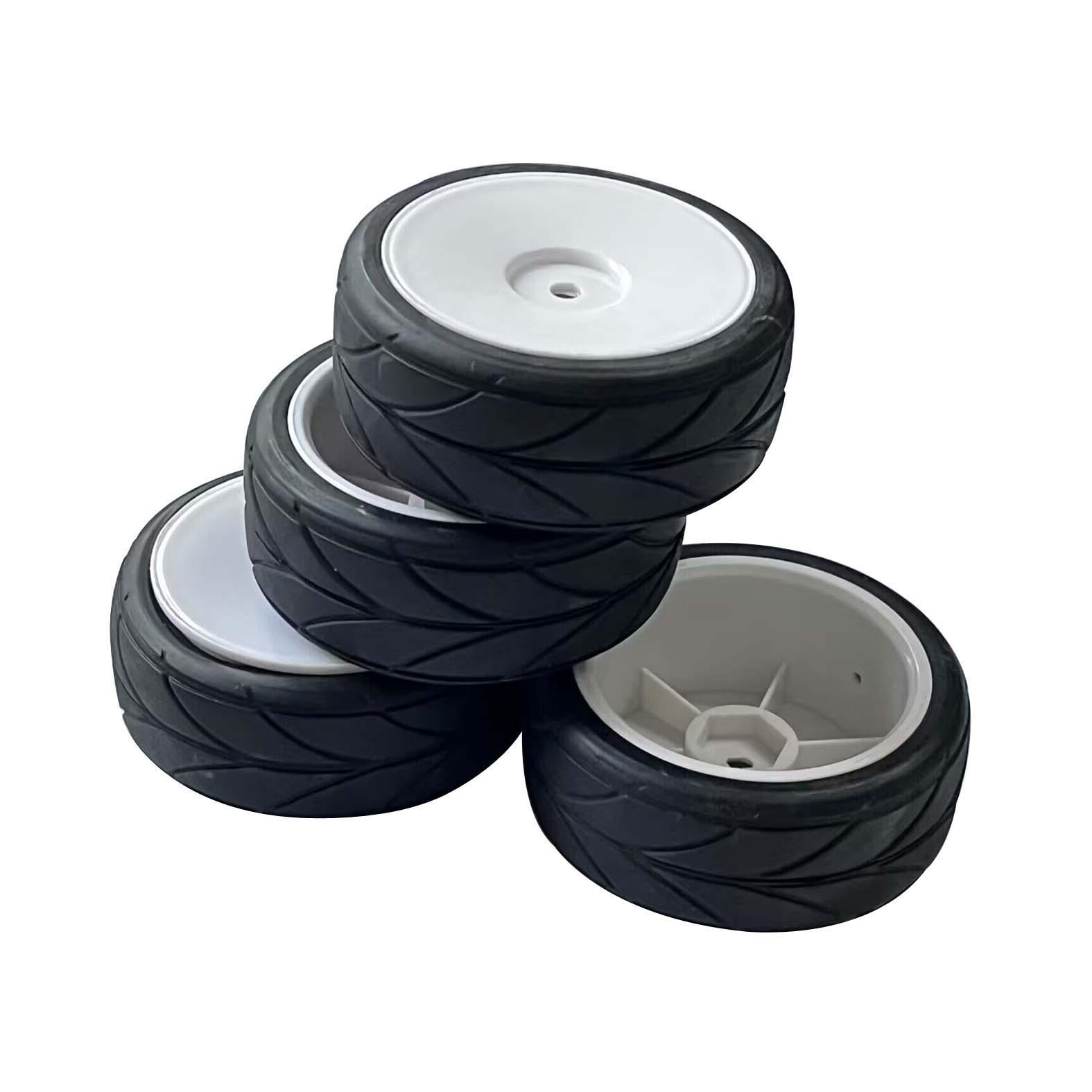 4pcs 1/10 Scale Car Touring Racing Wheel Rim & Tyre Tires 12mm Hub Soft Tire