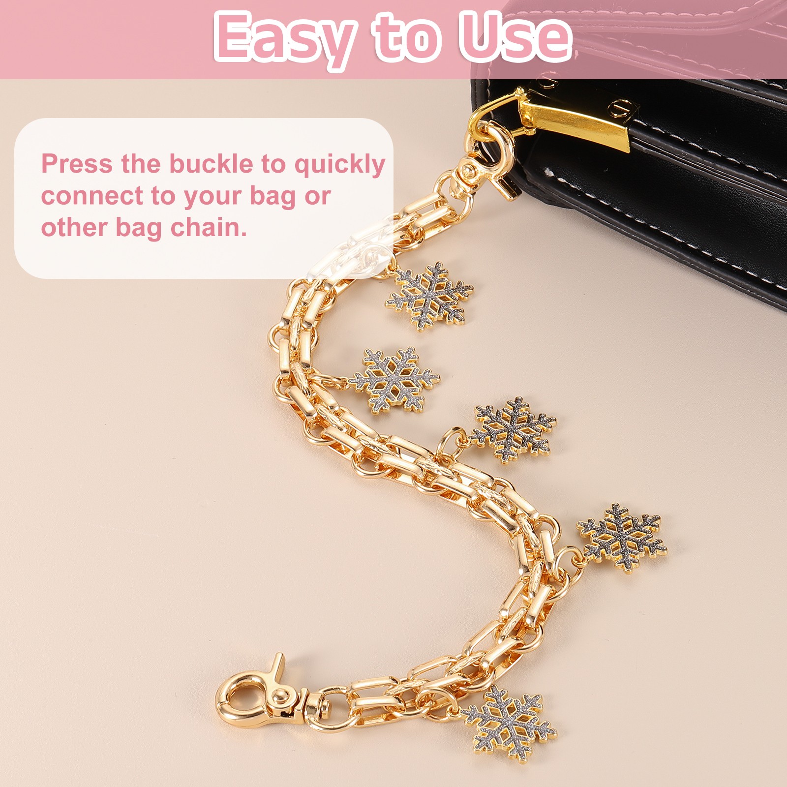 1Pcs 10" Snowflake Pendant Handbag Chain Strap, Blue
