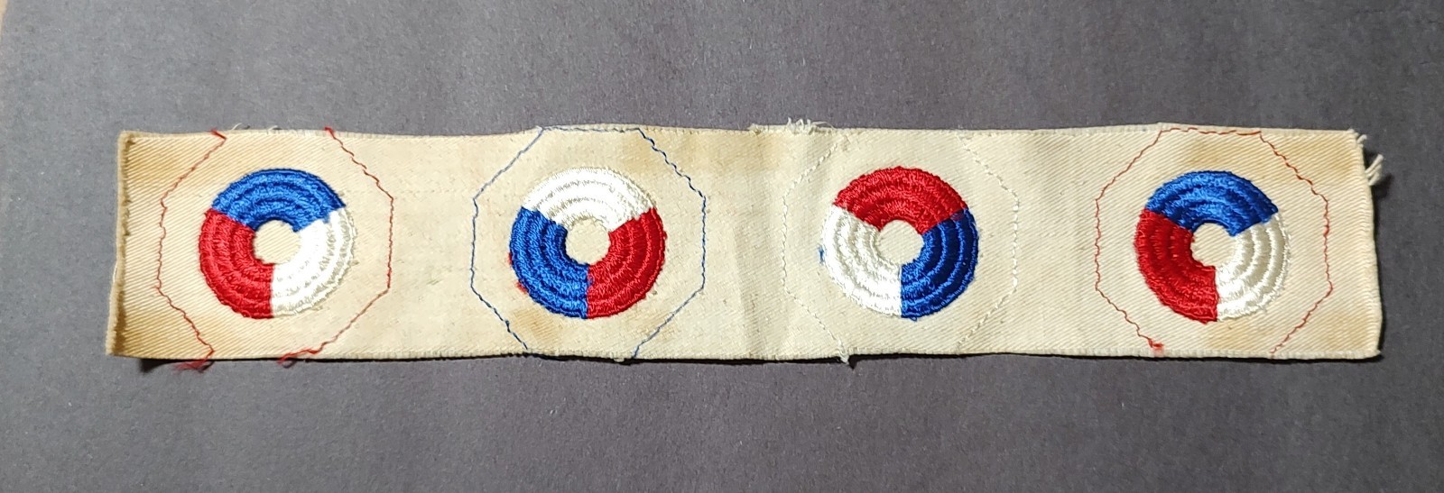 A strip of 4 WW2 US Navy USN Minesweeper Personal Distinguishing Striker patch