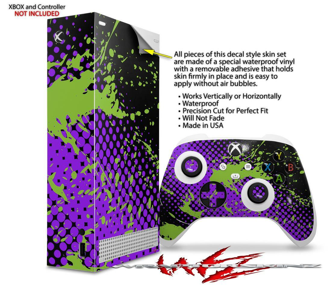 Skins XBOX Series S Console Controller Halftone Splatter Green Purple
