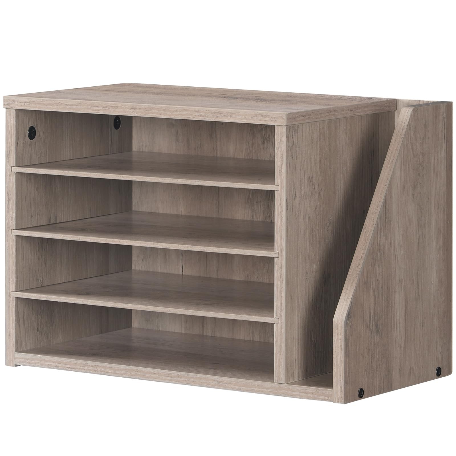 Greige Wood Mail Sorter Literature Organizer File Holder Adjustable BG41WF01N1