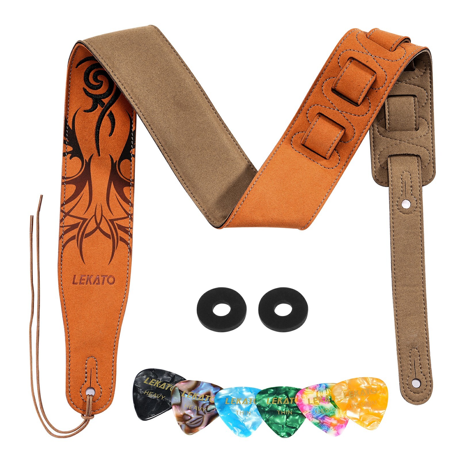 LEKATO LGS-10 Suede Guitar Strap 2.5″ Wide Soft Suede Bass Guitar Straps Holder