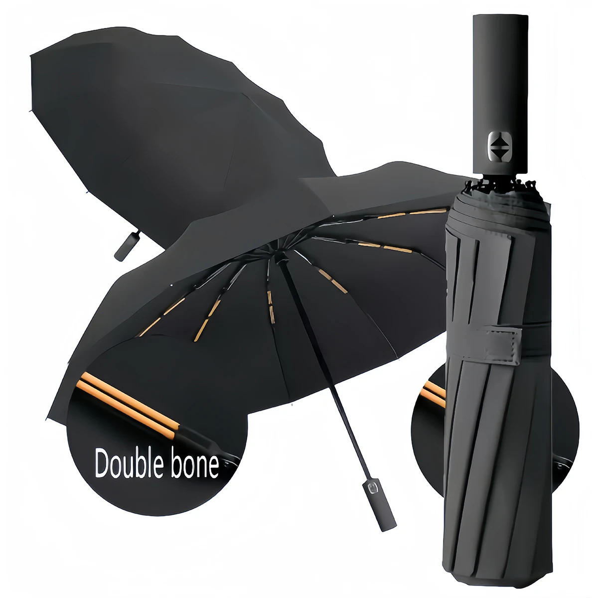 12 bone fully automatic umbrella with thick and durable black glue, featuring a
